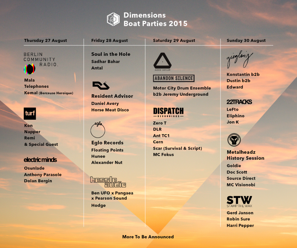 Dimensions Festival 2015 - first boat parties - flyer